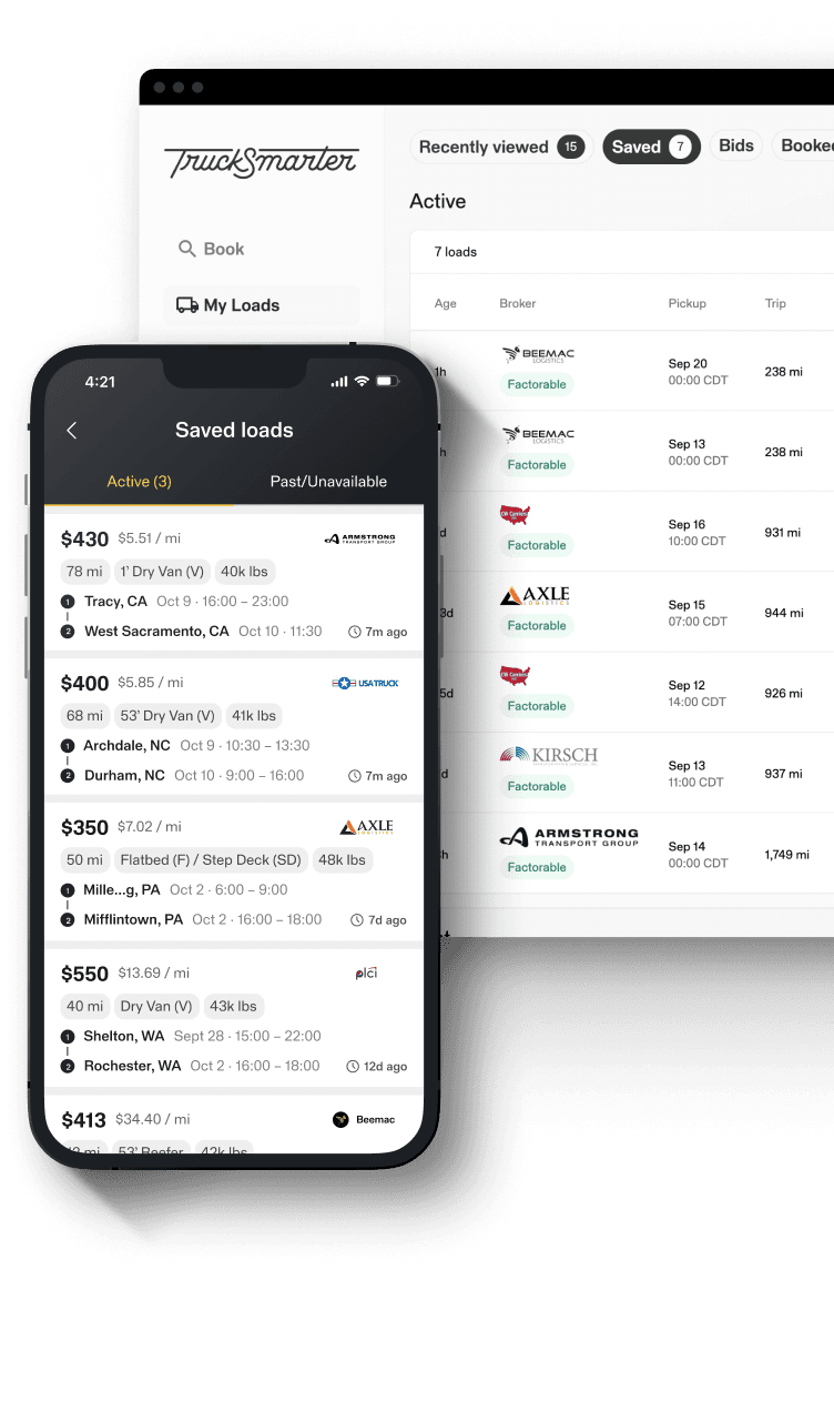 TruckSmarter free load board in mobile and web versions